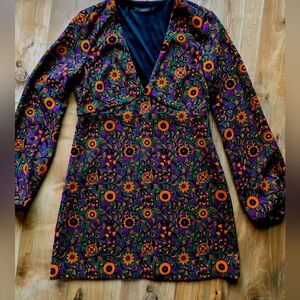 Zara Trafaluc Floral A Line Long Sleeve Mini Dress